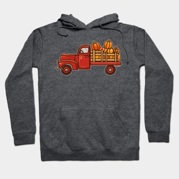 Pickup A Pumpkin! (Red Version) Hoodie by Jan Grackle